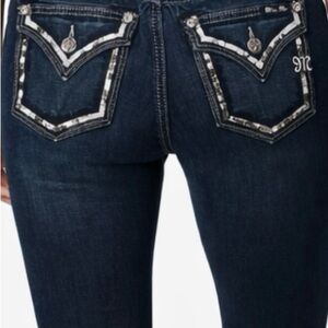 Miss Me Signature Super Skinny Jeans Size 28 Sequin Pocket Designer Denim Dark